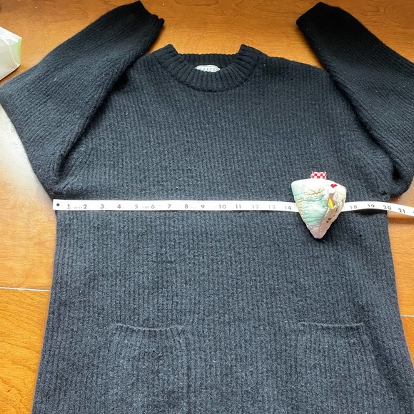 Wool Sweater M Express Tricot Vintage Black Lambswool Angora Soft Warm - Picture 5 of 12